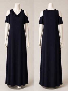 Chico’s Cold-Shoulder Maxi Dress in Black Size 2‎ (L)